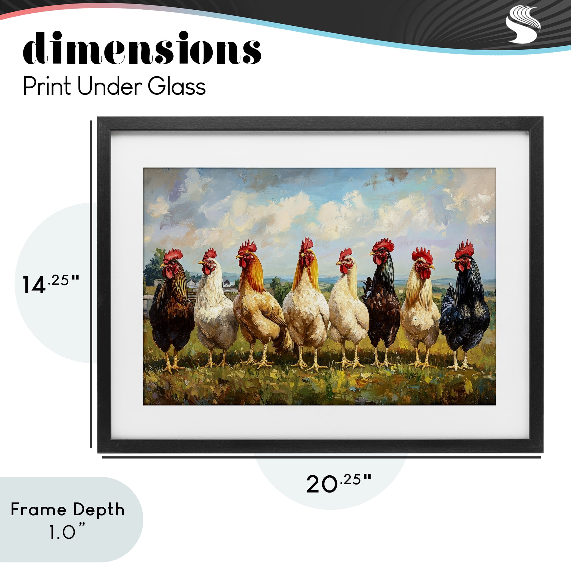 Stupell Industries Chicken Brood on Horizon Black Framed Print Under Glass, design by Petal Prints Design