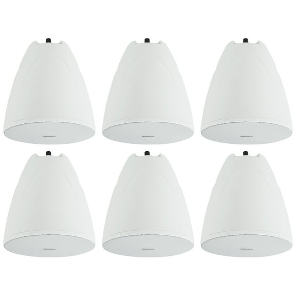6) Rockville PEN-65T White 6.5" 70V Hanging Pendant Speakers For Office/Bar/Cafe