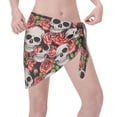 thumbnail image 3 of Kll Skull And Roses Print Women'S Sarong Coverups Short Bathing Suit Wrap Skirt Beach Wrap Swimsuit Cover Ups, 3 of 7