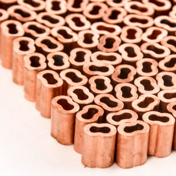 1/8 Inches Copper Wire Rope and Cable Line End Double Barrel Ferrule - Qty 250