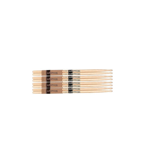 4 PACK Promark LA Special 7A Wood Tip Drumstick, LA7AW-4