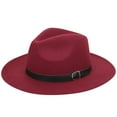 thumbnail image 2 of IDALL Fedora Hats Visor Hats Women's Crushable Wool Felt Outback Hat Panama Hat Wide Brim with Belt Wide Brim Hats Hats for Men Red One Size, 2 of 2