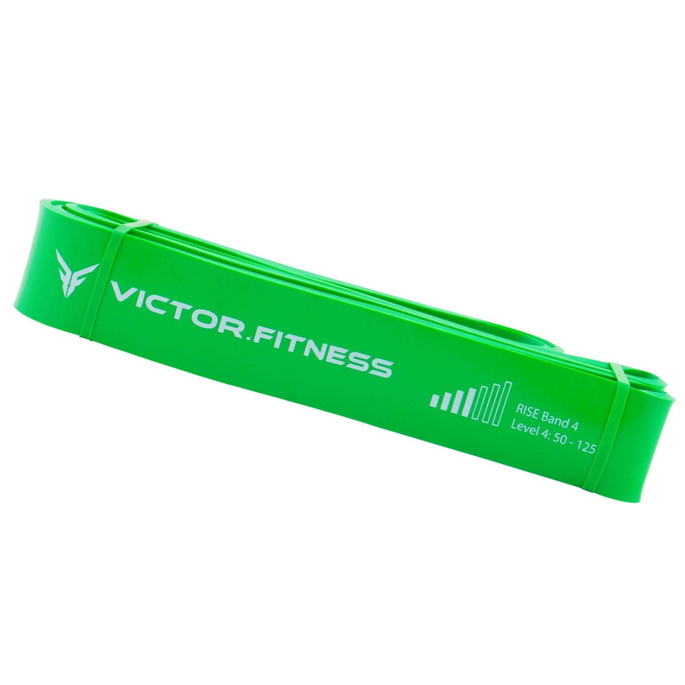 Victor.Fitness RISEband4 - Green - Level 4 Green RISE Band. 50-125lb resistance, 1-3/4" width. Heavy-duty resistance band that aids in recovery and invigorates through stretching and exercise.