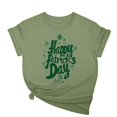 thumbnail image 2 of Cavosen Saint Patrick Day Women's Short Sleeve Shirts Soft Green Shamrock Happy Patrick's Day Letter Print Blouse Crewneck Holiday Tops Festival T-Shirts Casual Summer Tees S, 2 of 5