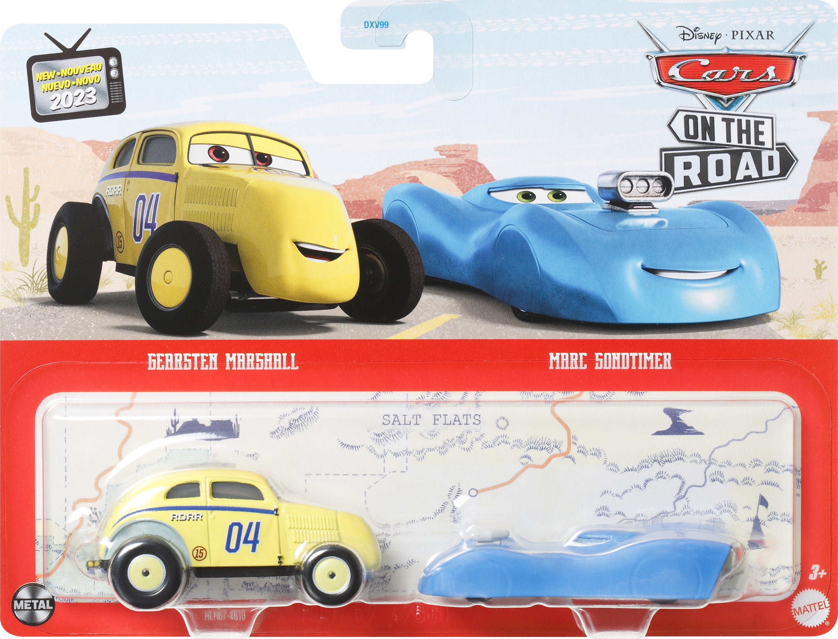 2023 Disney Cars 2 packs DXV99 T Case GEARSTEN MARSHALL MARC