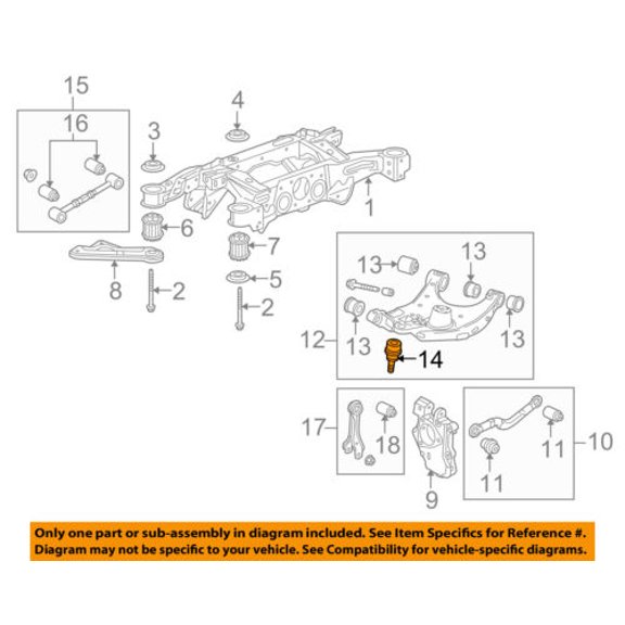 Cadillac GM OEM 12-16 SRX Lower Control Arm-Rear Suspension-Ball Joint 25833178