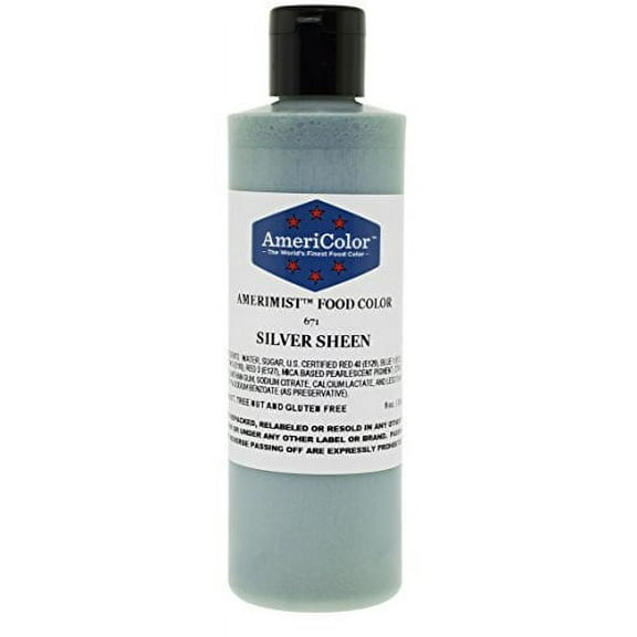 AmeriColor AmeriMist Silver Sheen, 9 Ounce, Airbrush Food Color