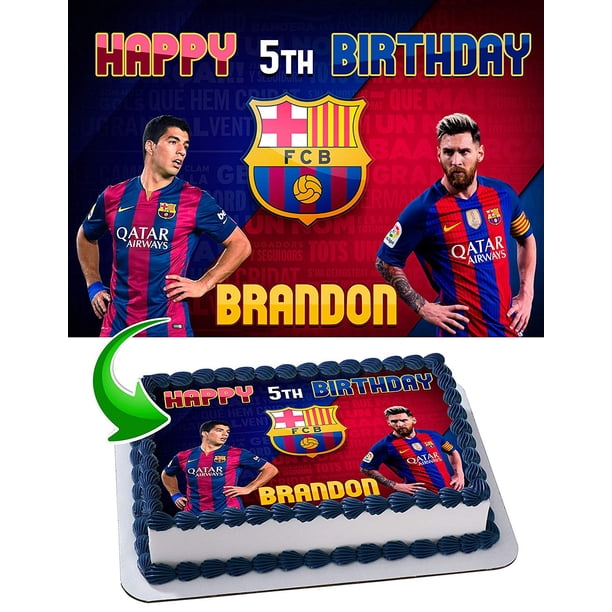 Fc Barcelona Lionel Messi Leo Messi Luis Suarez Edible Cake Image Topper 1 4 Sheet 8 X10 5 Walmart Com