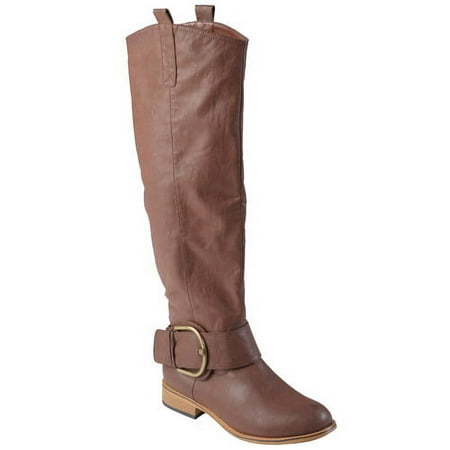 Brinley Co. Women Buckle Detail Wide Calf Boots