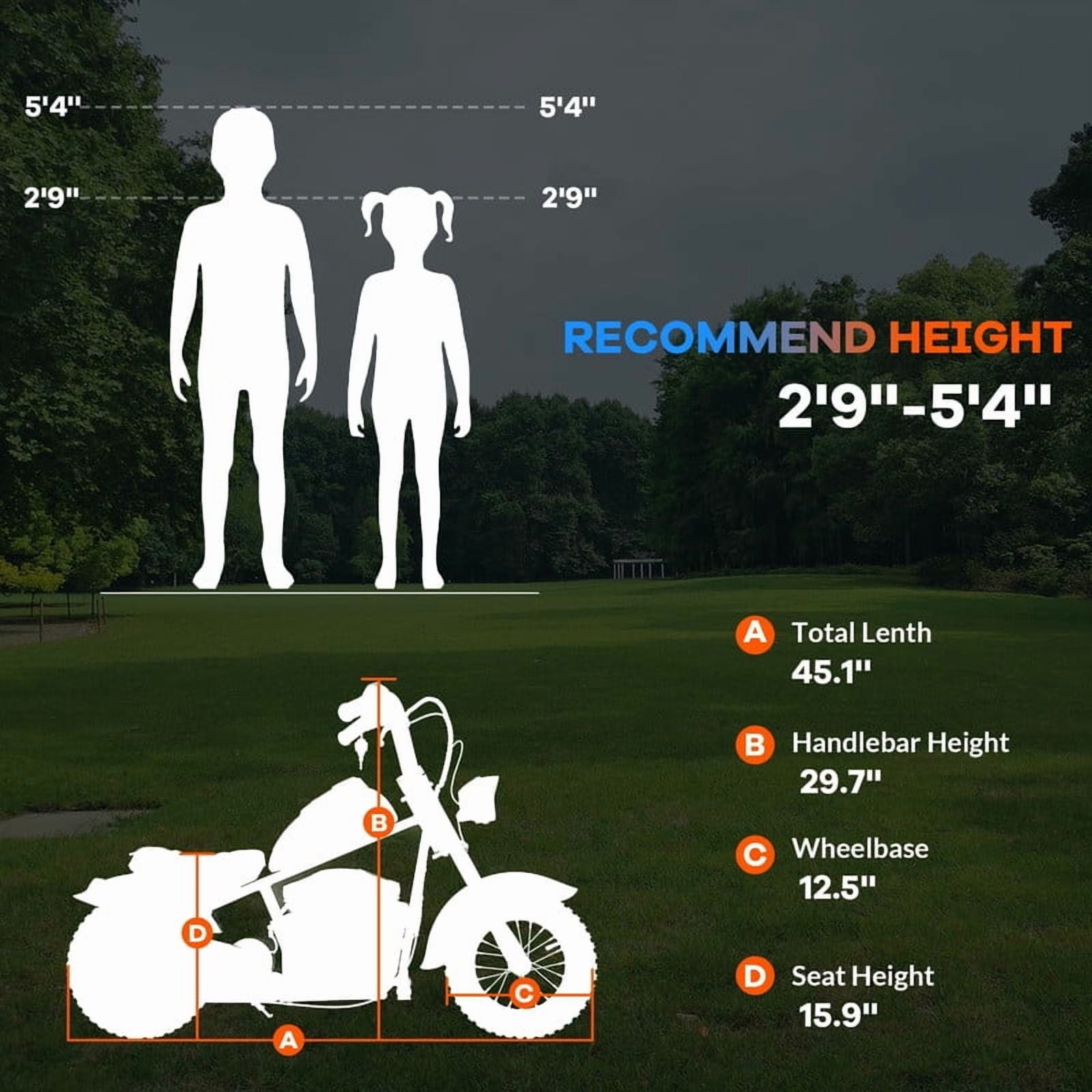 Electric Motorcycle for Kids, 24V 250W Dirt Bike, Two Speed Max Up to 14MPH & 60 Minutes Continuous, with Led Lights, Leather Seat, Rear Brake, Electric Motorbike for Kids/Teens, Black