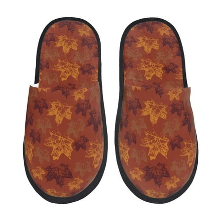 

Noikeo fall Maple Pattern Cozy Slippers Indoor for Women and Mens Fuzzy House Shoes Soft Plush Warm Slip-on Slippers-