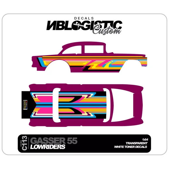 '55 CHEVY GASSER Custom Universal WaterSlide Decal for hot wheels 1/64 Scale 112