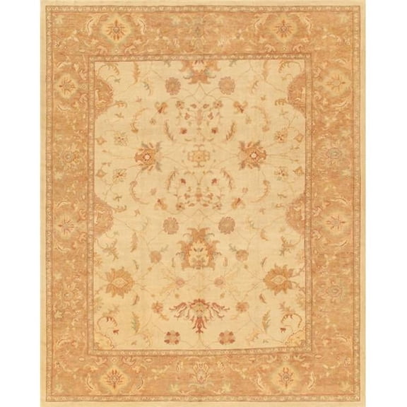 Pasargad Home Oushak 130" x 165" Hand-Knotted Wool Area Rug in Beige/Camel