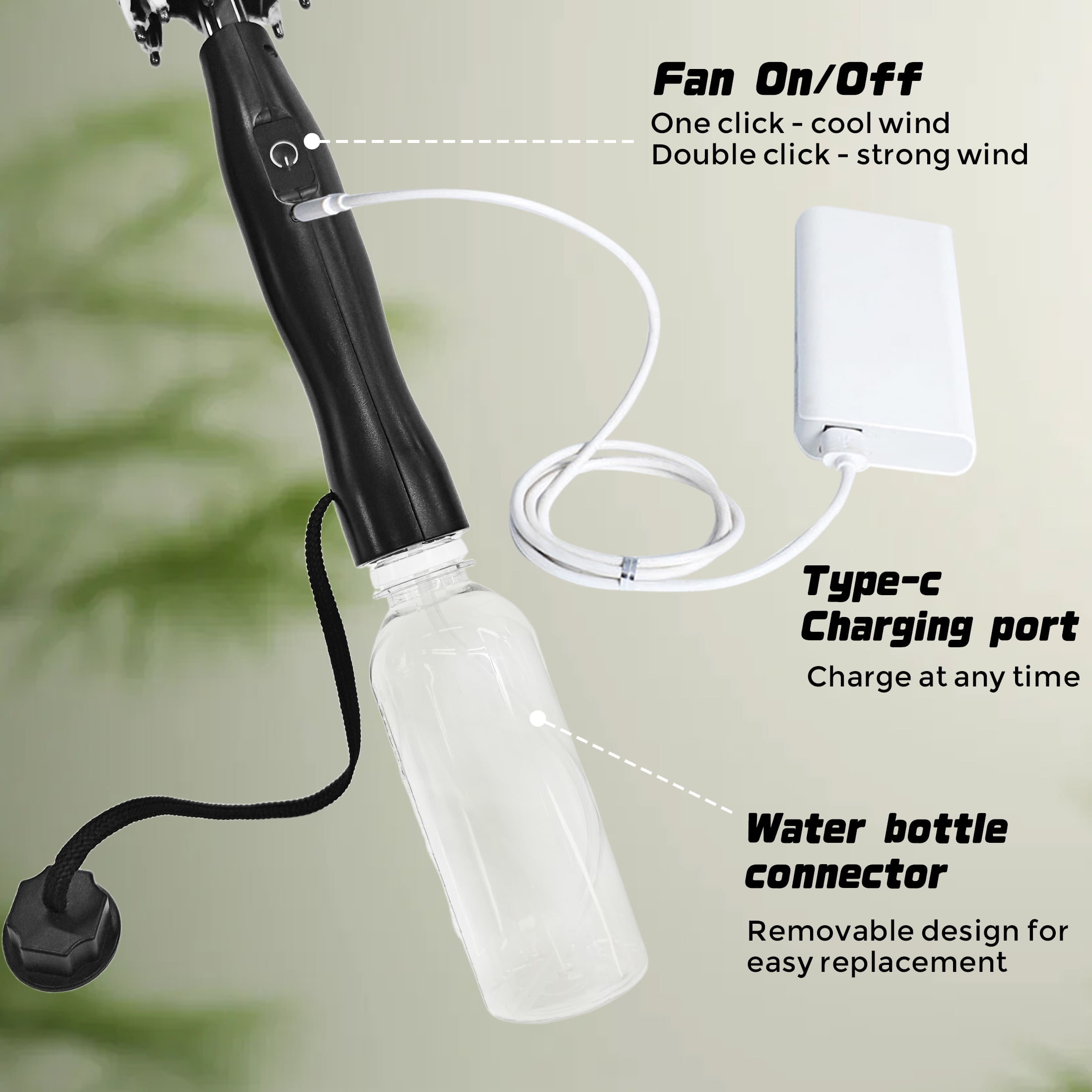 Oviora Umbrella with Fan and Mister, Rechargeable Cooling Umbrella with Built-in Fan & Mist Spray , UV Protection, Portable for Beach, Golf, Festivals, and Outdoor Activities