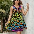 thumbnail image 3 of Neon Rainbow Leopard Print Dress Summer Street Style Dresses Female Sleeveless Printed Sundress, 3 of 7