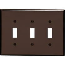 1PACK Leviton 3-Gang Smooth Plastic Mid-Way Toggle Switch Wall Plate, Brown