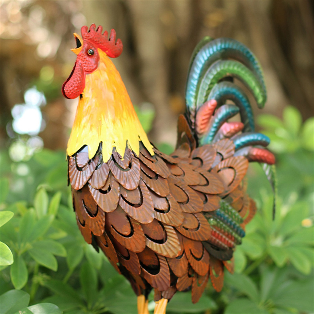 Metal Rooster Decor, Chicken Decor,Outdoor Garden Statues, Chicken Sculpture for Backyard Decor & Lawn Ornaments