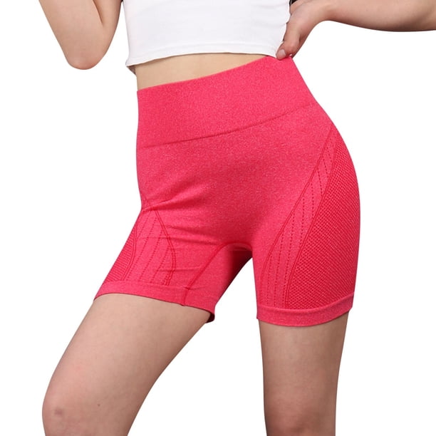 Gibobby Shorts Mujer Pantalones de yoga de cadera de melocotón para mujer Fitness Elástico Transpirable Levantamiento de cadera Deportes casuales Pantalones de fitness para co(Rojo, M)
