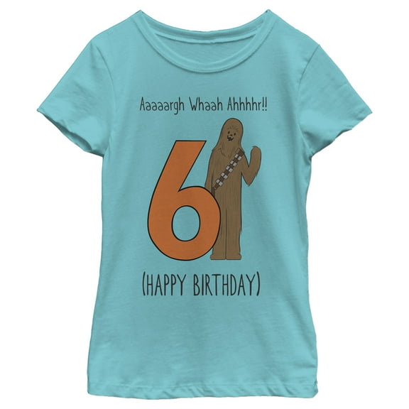 Girl's Star Wars Chewbacca Happy 6th Birthday  Graphic T-Shirt