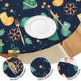 thumbnail image 4 of Festive Poinsettia Print Round Tablecloth, 52 Inch Diameter with Elastic Edge for Perfect Fit on Your Holiday Table Setting, 4 of 6