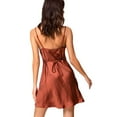thumbnail image 4 of Diconna Robe Femme Robe Sans Manches à Col en V, Couleur Unie, 4 of 5