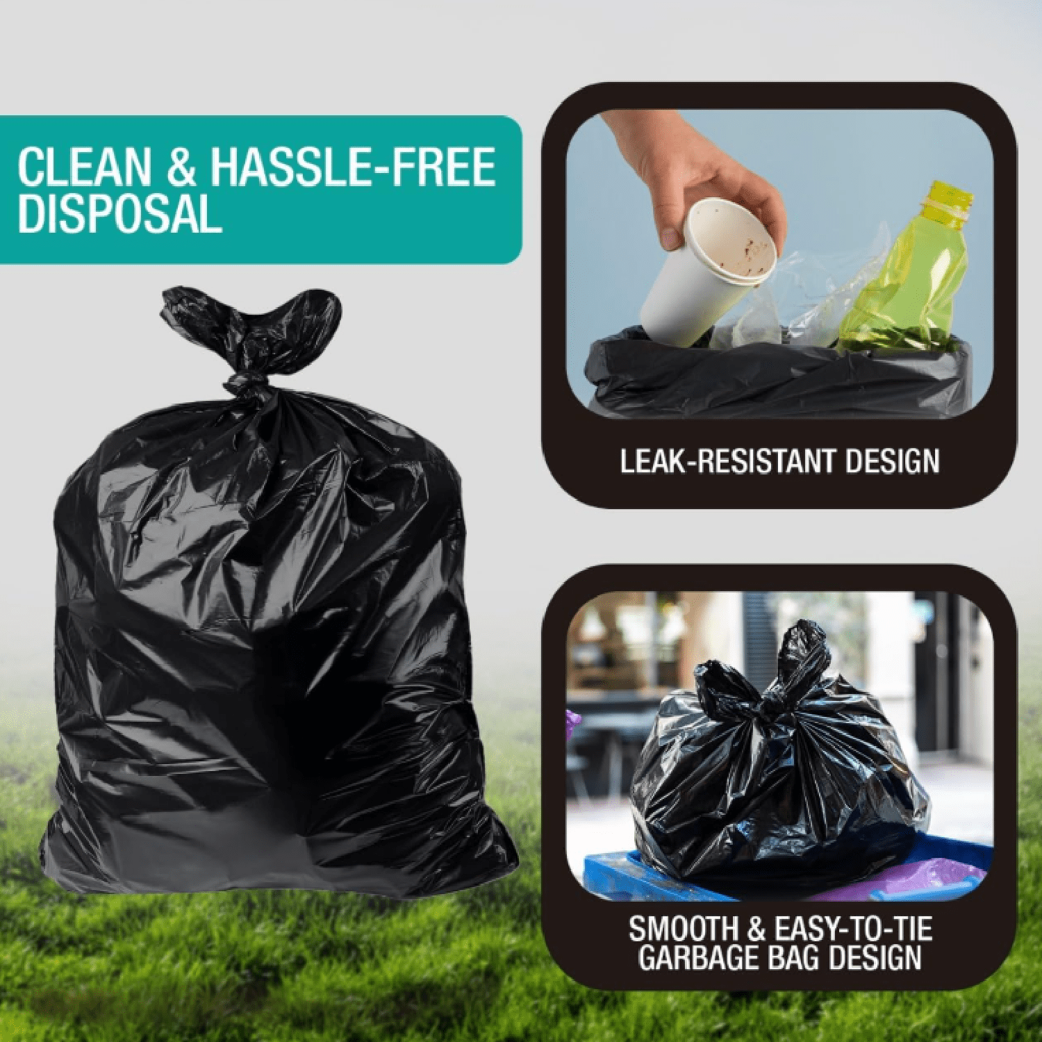 32-33 Gallon Black Trash Bags, Heavy-Duty | 32” x 38” | 250 Count Bulk Pack | Large, Durable & Tear-Resistant Garbage Bags for Home, Commercial, Construction & Outdoor Use