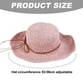 thumbnail image 2 of Sombrero de paja ajustable con circunferencia de 52 a 58 cm para mujer, para exteriores, con lazo grande, para playa y parasol, 2 of 5