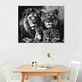 thumbnail image 2 of MLJA Lion Family Canvas Wall Art Black and White Animal Pictures Lion and Wall Poster Wild Animal Artwork Painting Abstract Lion Wall Art Black and Print, 2 of 6