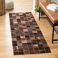 thumbnail image 2 of SAFAVIEH Studio Leather Kynaston Geometric Runner Rug, Brown/Beige, 2'3" x 7', 2 of 10