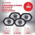 thumbnail image 2 of Crunch 250W Full Range 2 Way Coaxial Car Audio 5x7 by 6x8" Speaker Pair, 2 Pack, 2 of 10