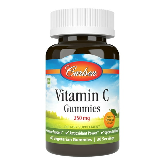 Carlson Labs Vitamin C Gummies 250 mg, Tangy Orange, 60 ea