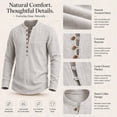 thumbnail image 5 of LODIENY Mens Linen Henley Shirts Casual Lightweight Loose Fit T Shirt Long Sleeve Banded Collar Half Button Down Vintage Beach Tops Gray L, 5 of 5