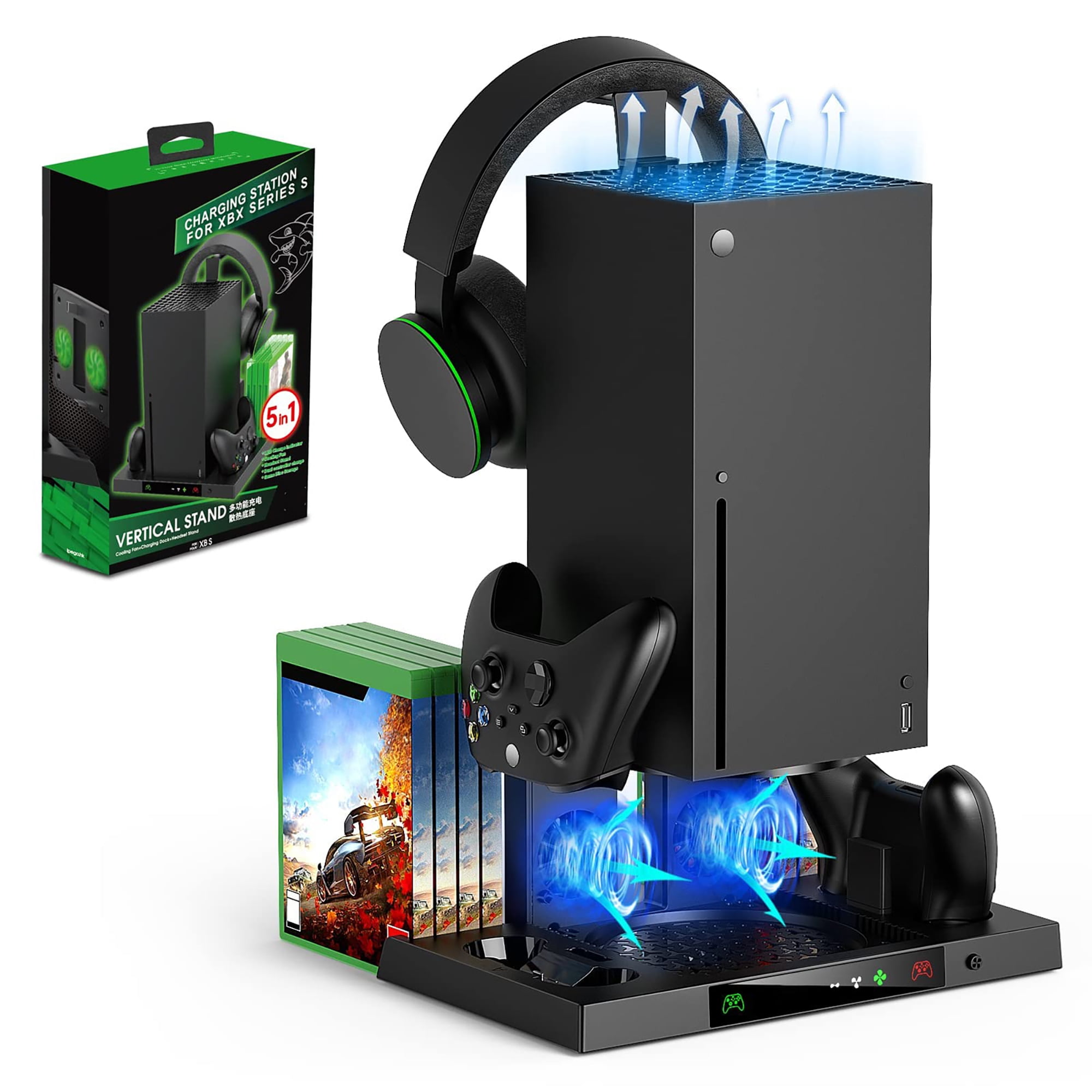 Vertical Cooling Stand for Xbox Series X with Dual Suction Cooler Fan