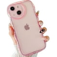 thumbnail image 2 of for iPhone 14 Case (2022 6.1"),Cute Clear Love Case,Heart Camera Cover Curly Wave Transparent Protection Soft Shockproof Phone Case for iPhone 14 6.1 for Women Girl Men, Pink, 2 of 15