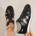thumbnail image 3 of Rokment Platform Wedge Gladiiator Sandals for Women 2026 Spring Summer Fashion Casual Leather Memory Foam Closed Toe Non Slip Walking Work Shoes Comfortable Black Size 8.5, 3 of 7