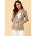 thumbnail image 3 of Blazers para mujer Chaqueta tipo blazer a cuadros con solapa con muesca Boyfriend Caqui M, 3 of 6