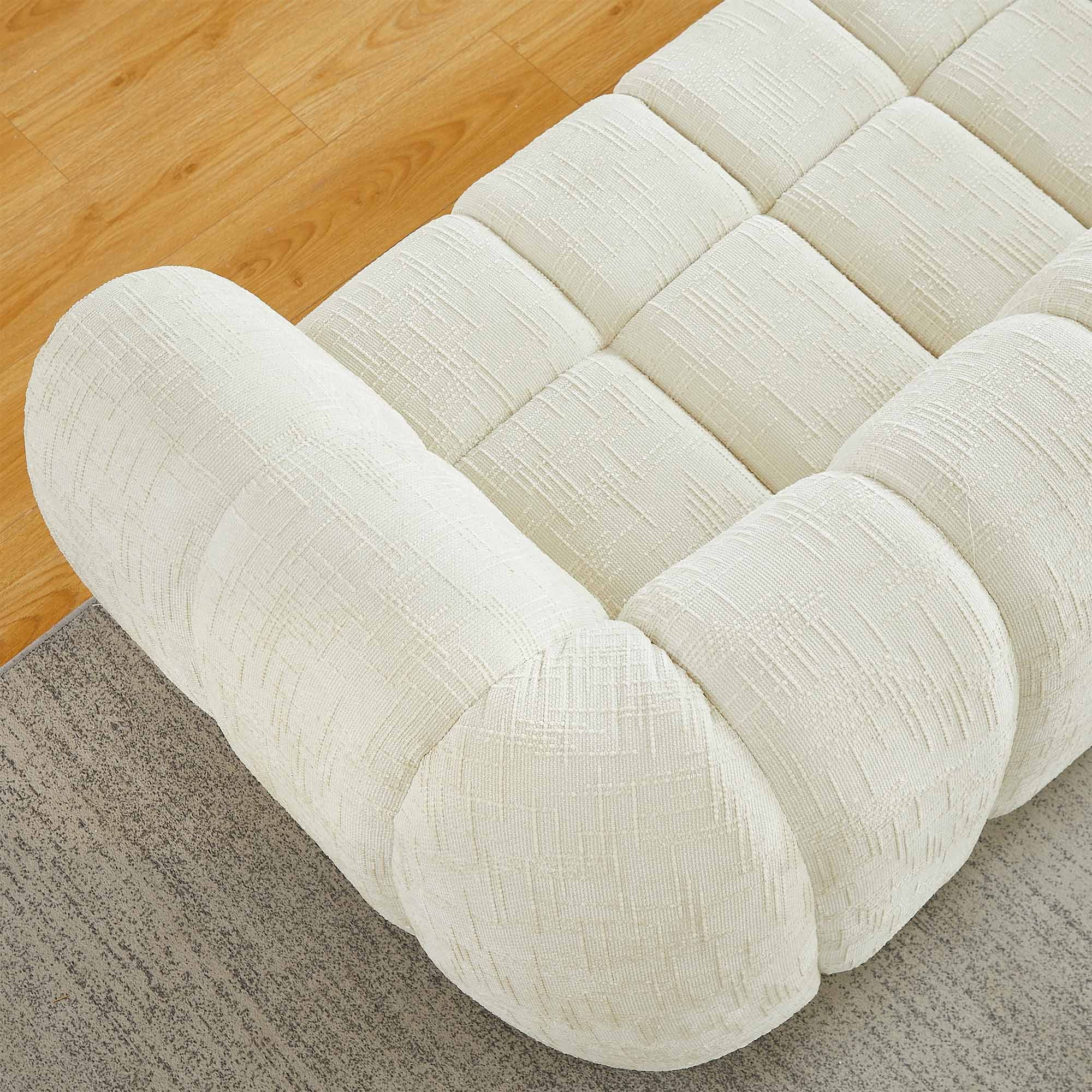 Lunale 3-Seater Boneless Sofa, No Assembly Required, Modern Cloud Couch for Living Room, Apartment, Beige Chenille