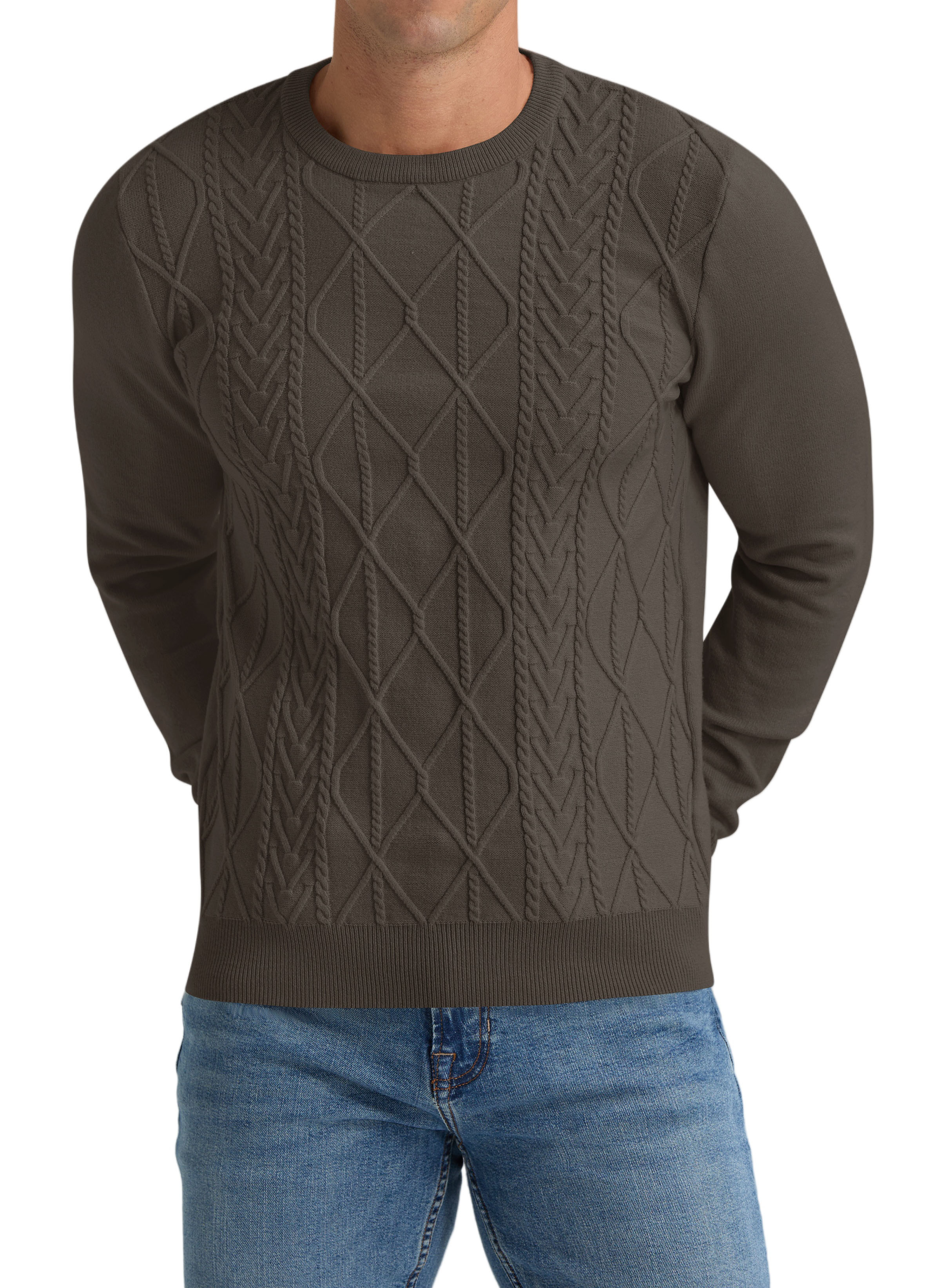 Iceglad Men's Cable Knit Crewneck Pullover Sweater photo 2