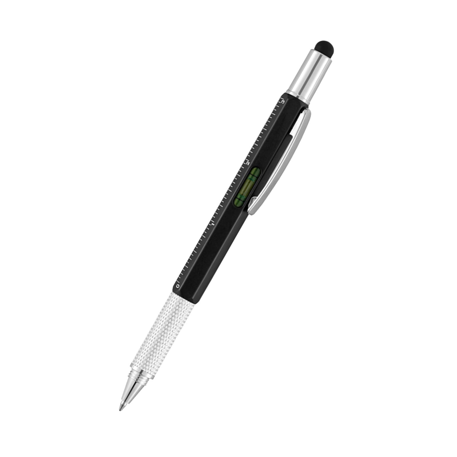 Multi-Tool Pen 6-in-1 Gadget with Ruler and Screwdriver Cool Ballpoint Pen for Men Black