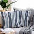 thumbnail image 2 of Vintage Stripes Outdoor Pillow Covers Set of 2 Navy Blue Striped Abstract Lines Retro Waterproof Throw Pillow Case Decorative Square Cushion Cover for Patio Couch Garden Balcony, 24"x24", 2 of 9