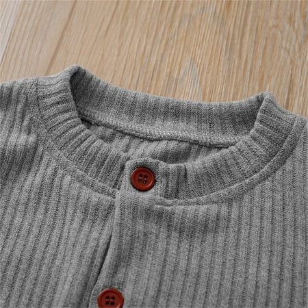 

dmqupv Kids Toddler Baby Girls Autumn Winter Ribbed Knit Cotton Long Sleeve Cardigan Clothes Boys Jackets Coat Grey 1-2 Years
