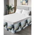 thumbnail image 4 of Abstract Marble Texture Bed Skirt King Size 18" Drop Grey Black Gradient Gold Crack Art Ruffled Wrap Around Bed Skirts Adjustable Elastic Bedskirt Dust Ruffle for King Size Bed, 4 of 7