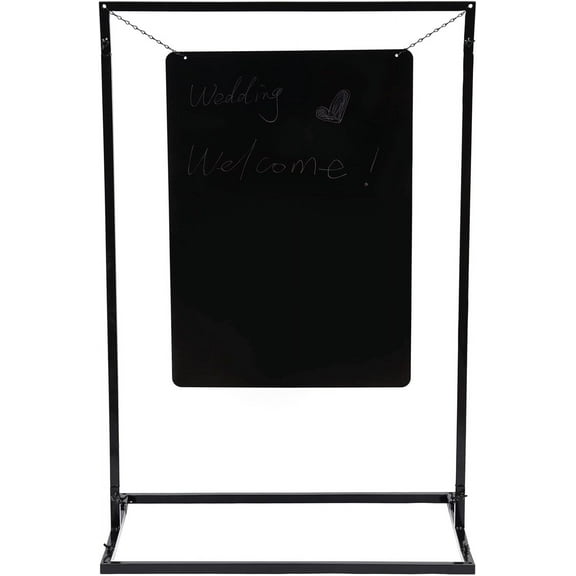 TFCFL Welcome Sign Stand Black, 100x75cm Metal Wedding Welcome Sign Arch Stand Advertising Shelf Rack Billboard Black for Entryway Kitchen Office Hotel Bar