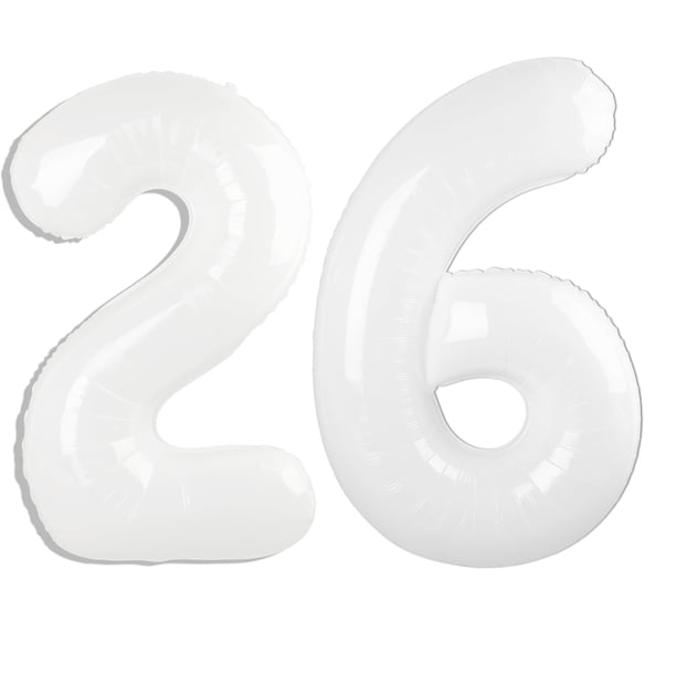 Globo digital Kelfuoya, 40 cm, blanco, número 26, para decoración de fiestas