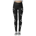 thumbnail image 4 of Women Valentine's Day Leggings Casual Solid with Side Heart Print Trousers Slim Elastic High Wais Stretch Long Boot Pants A-Black L, 4 of 5