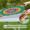 thumbnail image 6 of Rainbow Tie Dye Mandala Pattern Square Fitted Tablecloth with Elastic Edge,Square Table Cover,Washable Elastic Table Cover for Home Kitchen Party Decor 34"x34", 6 of 6