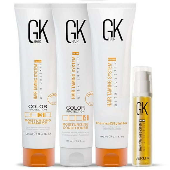 Global Keratin GK Hair Moisturizing Shampoo and Conditioner Set 100ml I ThermalStyleHer - 100ml/3.4oz I Organic Argan Oil Hair Serum For Frizz Control Dry Damage Hair Repair 10ml