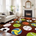 thumbnail image 2 of Large Area Rugs for Living Room Bedroom, Brown Balls 8'x10' Rug Washable Carpet Runner Indoor Outdoor, Baseball Tennis Basketball Football Non Slip Floor Mats Rug for Kitchen, Patio, 2 of 8