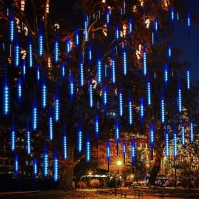 LINLIN 2pack Falling Raindrop Light, Waterproof Christmas String Lights 8 Tubes LED Meteor Shower Rain Lights 192LEDs Fairy Lights for Xmas Tree Garden Party Decor