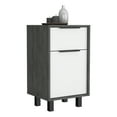 thumbnail image 4 of Nightstand 27" H, One Drawer, Storage with Door, Four Legs, Smokey Oak / White, 4 of 5